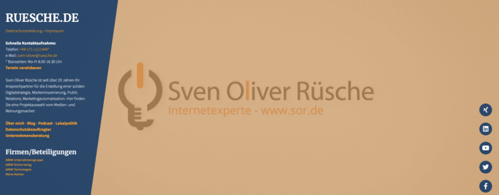 Neue Homepage von Sven Oliver Rüsche.