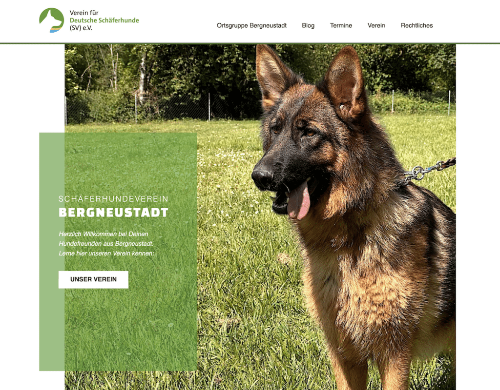 Neue Homepage für den Schäferhundeverein Bergneustadt.