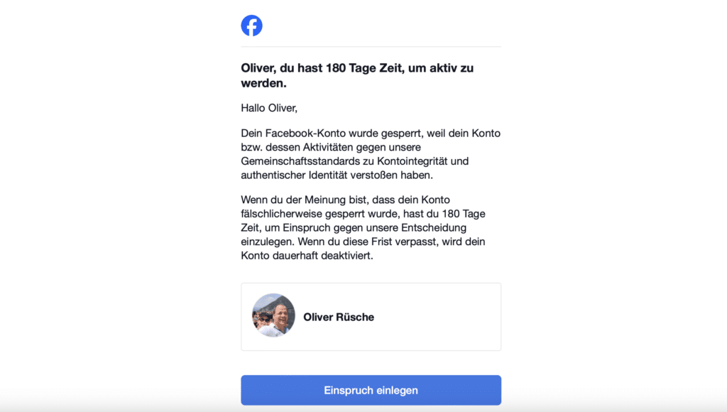 Facebooksperre wegen einem technischen Fehler?